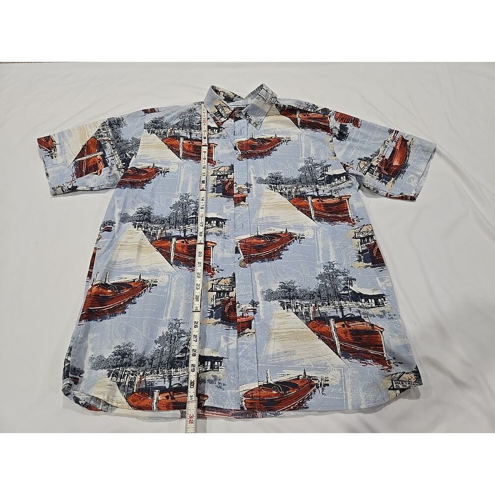 North River Mens Shirt Boat Print 100% Cotton Extra Large